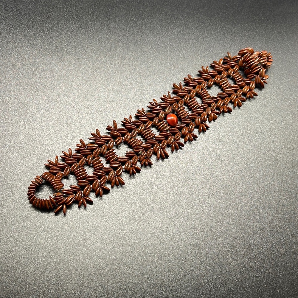 Vintage Hawaiian Koa Apple Seed Bracelet Handmade